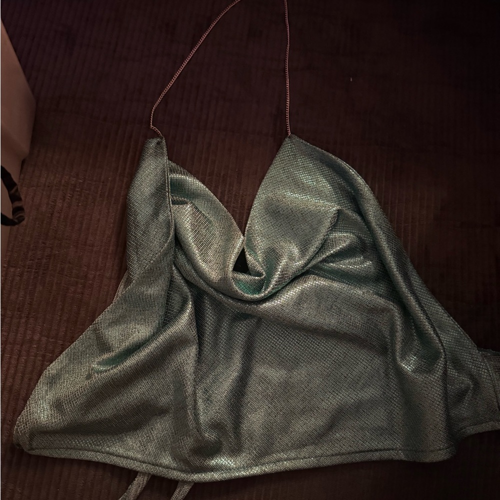 SHEIN Shimmering Green Chemise